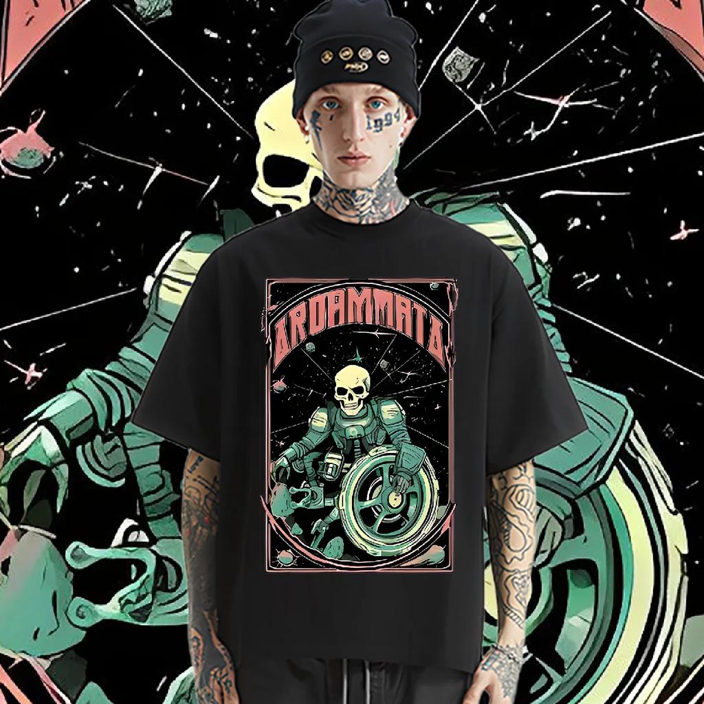 Totenkopf T-Shirt Locker Kurzarm Rundhals Kleidung Vintage Klassisch Herren T-Shirt Lässiger Komfort T-Shirt Bequem Dehnbar Hip-Hop T-Shirts
