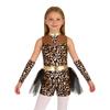 Girls Caveman Cosplay Leopard Pattern Jumpsuit Gloves Mesh Metallic Shiny Patchwork Sleeveless Tutu Skirt