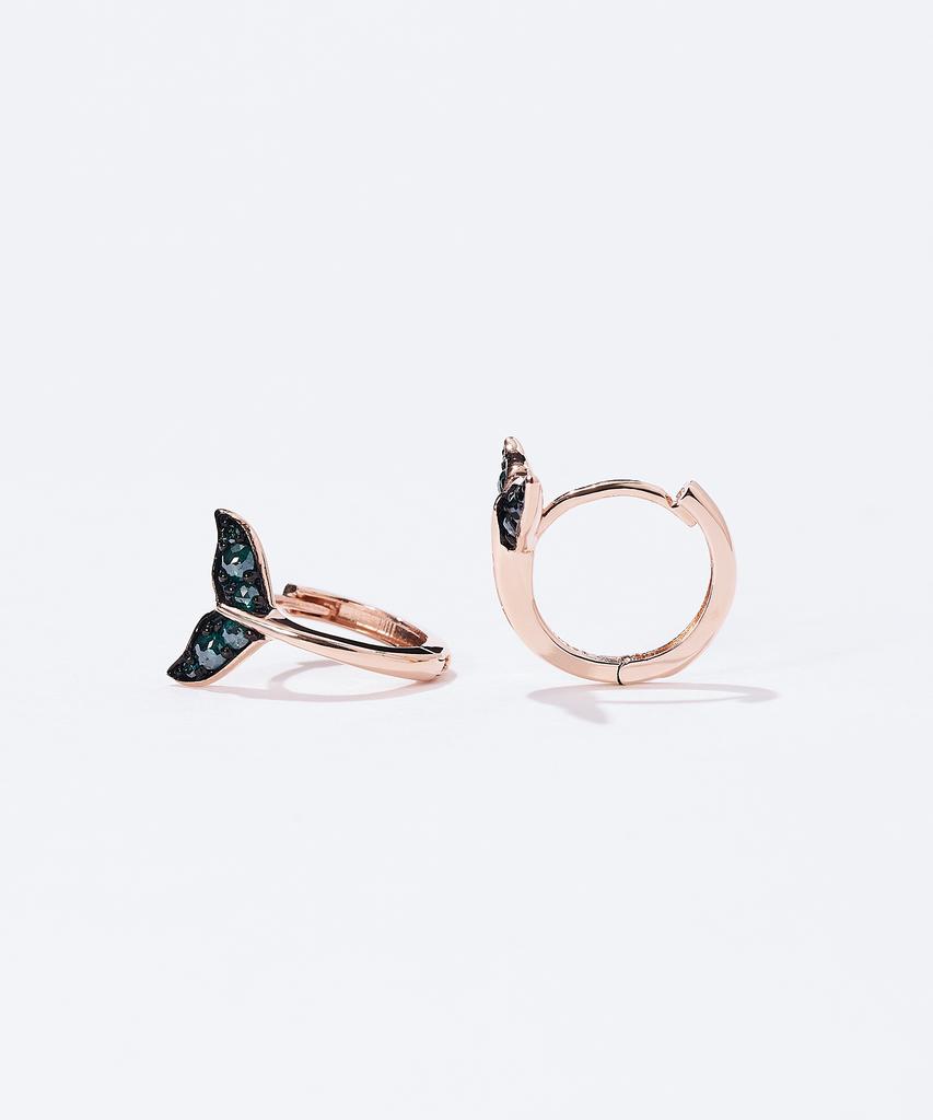 Dorocy 14K Happy Whale Tail Diamond Ring Earrings
