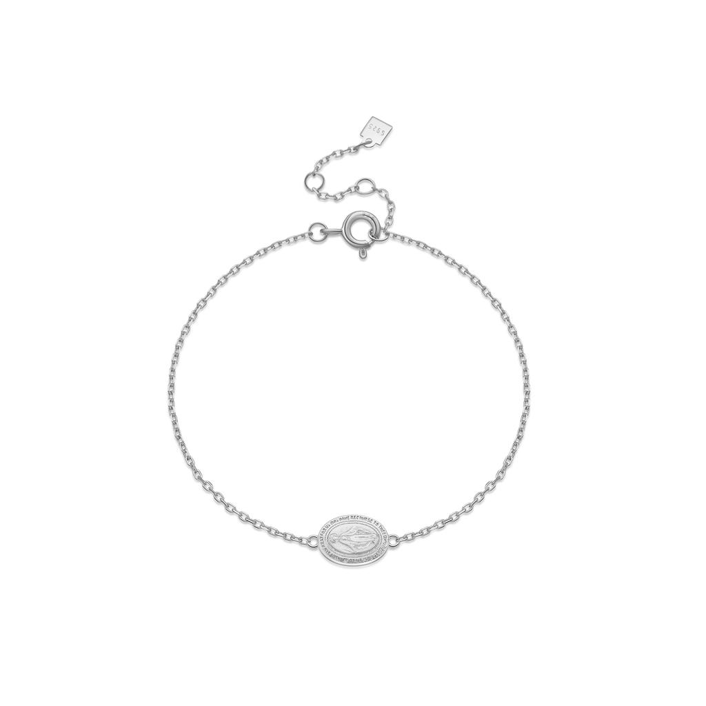 ANDYWEN 925 Silver Gold Virgin Mary Charm Chain Bracelet Luxury Women Fashion Exquisite Fine Punk Jewelry