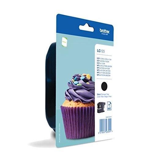 Cartouche d'Encre Noir Brother LC-123BKBP - Pack de 1 - Rendement jusqu'à 600 pages ISO/IEC 24711