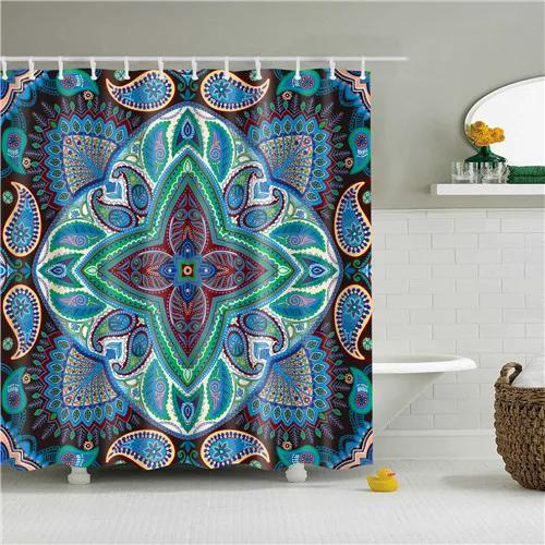 Decorative Geometric Geometry Merry Christmas Bohemian Shower Curtains Bathroom Curtain Fabric Waterproof Polyester With Hooks