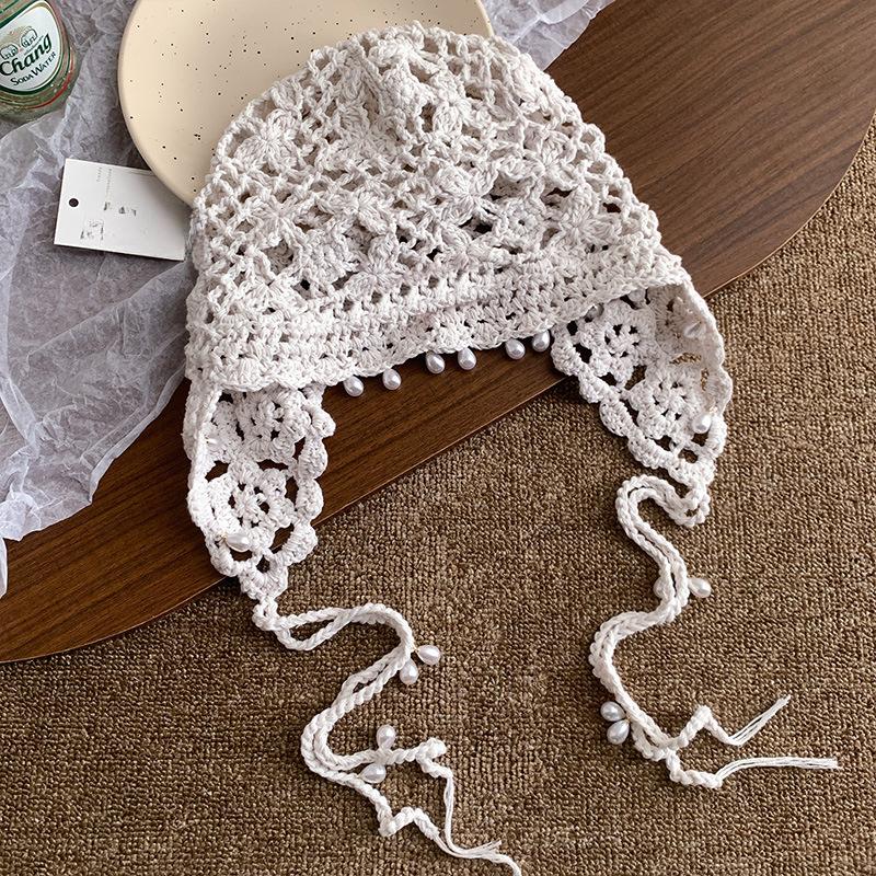Modische Blumen-Häkelmütze für Damen im Sommer, ethnischer Stil, handgestrickt, modisch, modische gestrickte Mütze