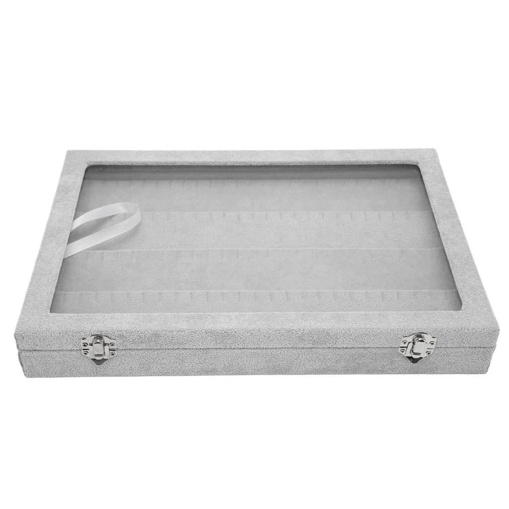 Pin Display Case Transparent Glass Soft Flocking Dustproof Pin Shadow Box for Military Medal Badge Jewelry Pin Grey,