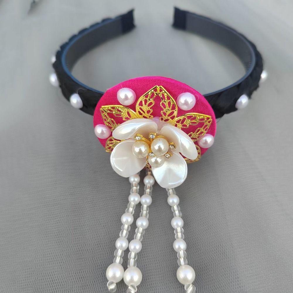 Pearl Hanbok Hairband Tassels Stage Dance Hair Hoop Gift Korean Headband Children