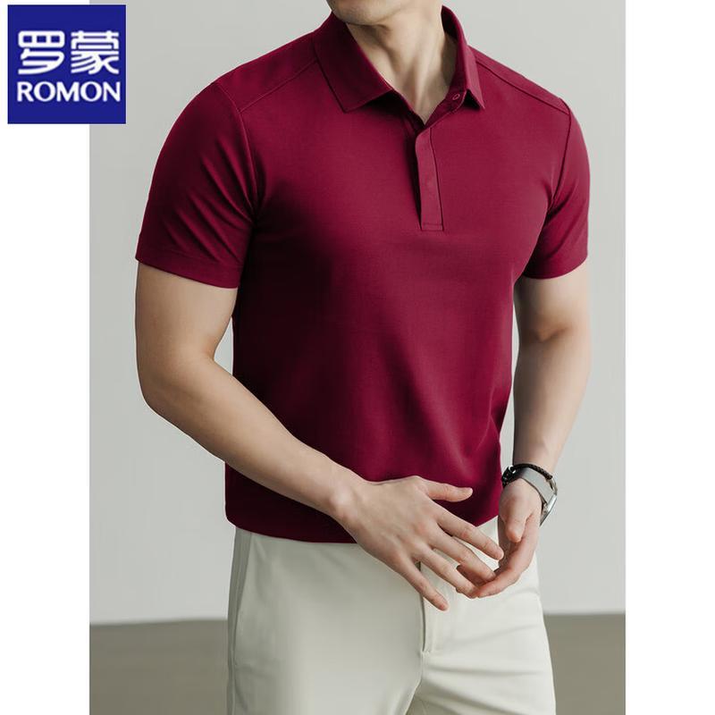 ROMON Men's Mulberry Silk Quick-Dry Breathable Polo T-Shirt