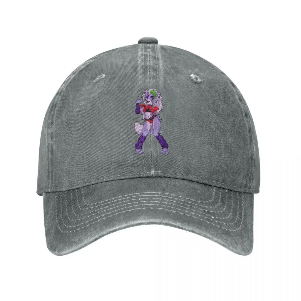 FNAF Roxanne Wolf Game Unisex Baseball Caps Security Breach Distressed Denim Caps Outdoor Activities Adjustable Fit Snapback Hat