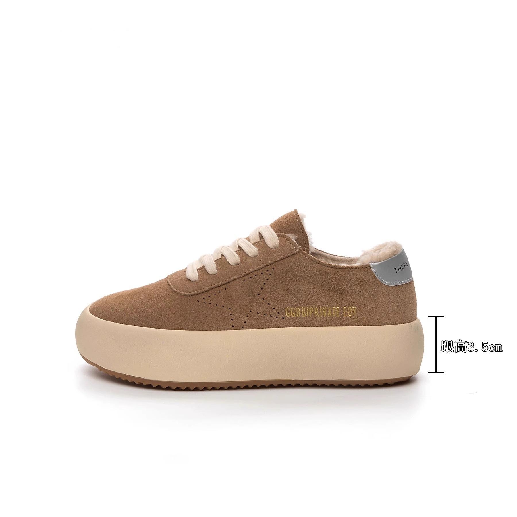 

Туфли цвета хлеба Майяра с круглой головкой и толстой подошвой для женщин 2024 года, осень-зима, новые туфли из бархата и хлопка в стиле ретро, европейские товары 35