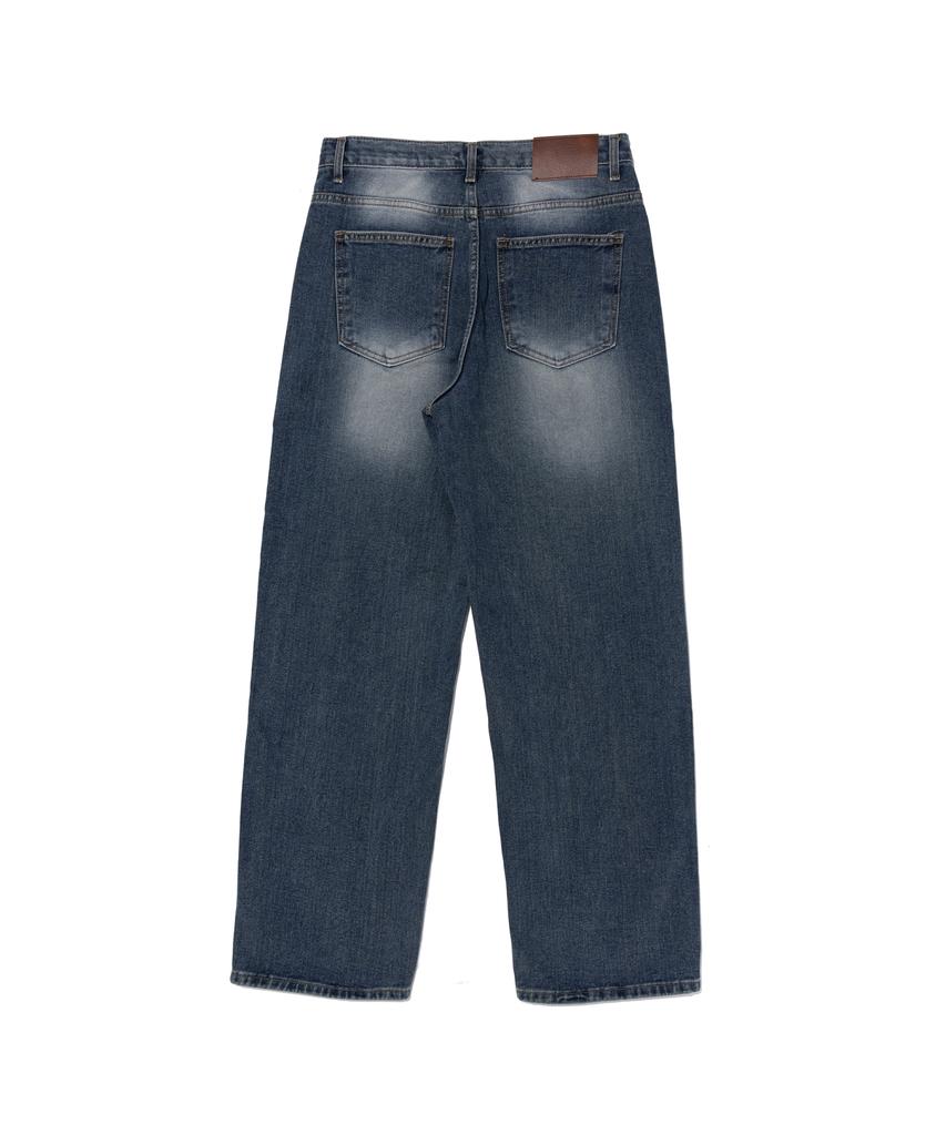 ANALOG MOOD Cat Sand Washed Wide Denim Pants (Medium Blue)