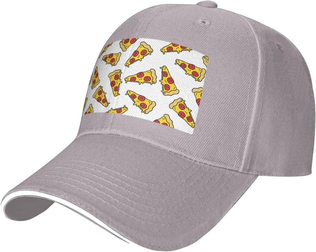 Pizza Slice Print Baseball Cap Adjustable Polyester Casual Sun Protection Hat Unisex Adult