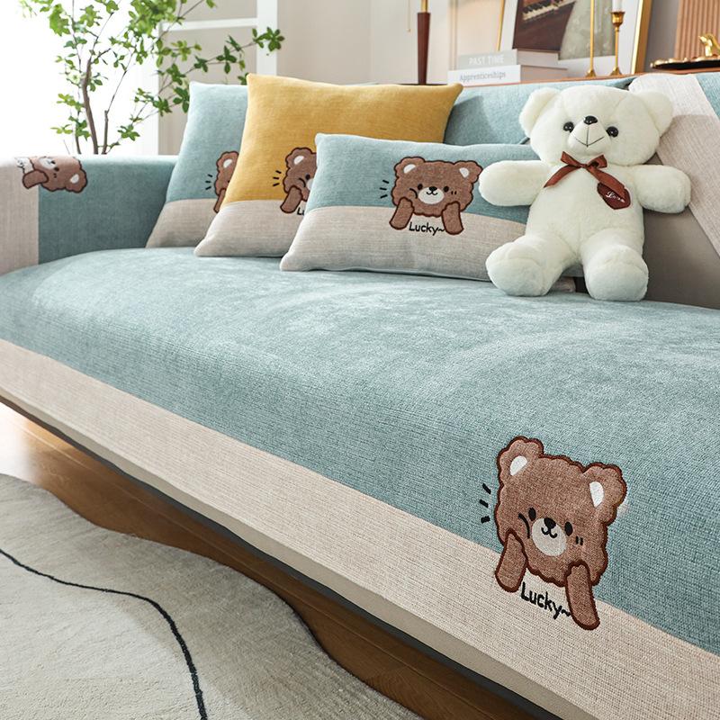 Chenille Sofa Cushion Four Seasons Universal Simple Modern Cartoon Non-Slip Seat Mat All-Inclusive Sofa Cover Blanket Cover Towel