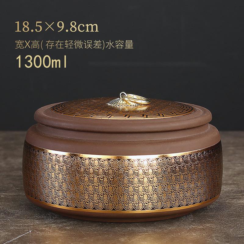 Creative Gold Plated Stripes Floral Ceramic Tea Jar Home Large Capacity Tea Sealed Storage Box Household Food Jar Container Home