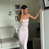 Knitted suspender dress, European and American summer new holiday tight slim-fitting hip-wrapped fishtail dress