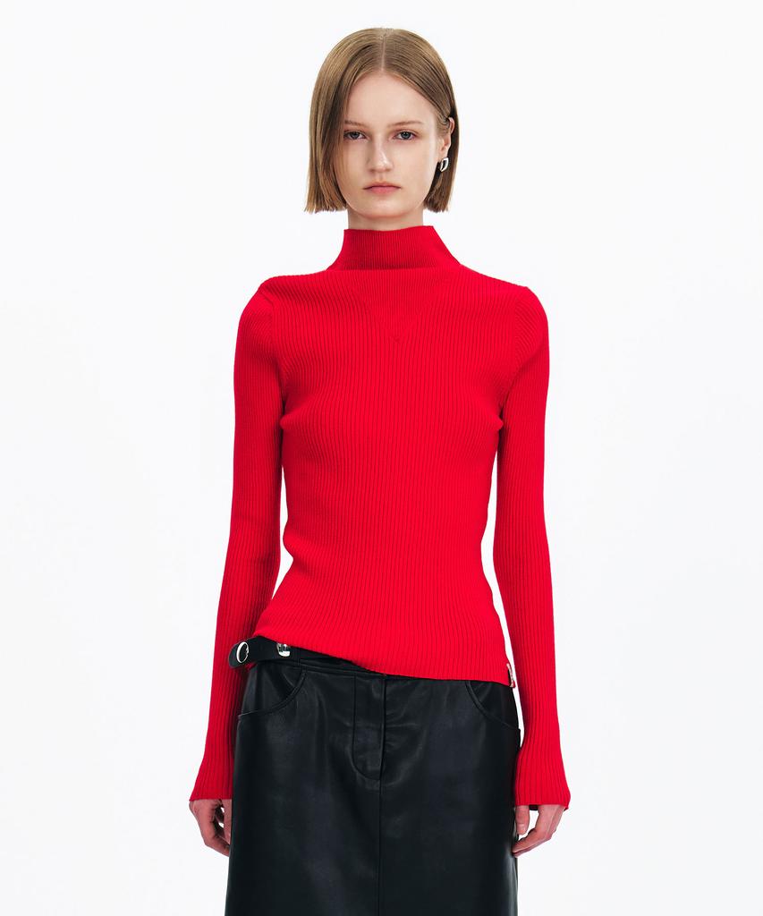 Yunse V-Neck Turtleneck Knit (Red)