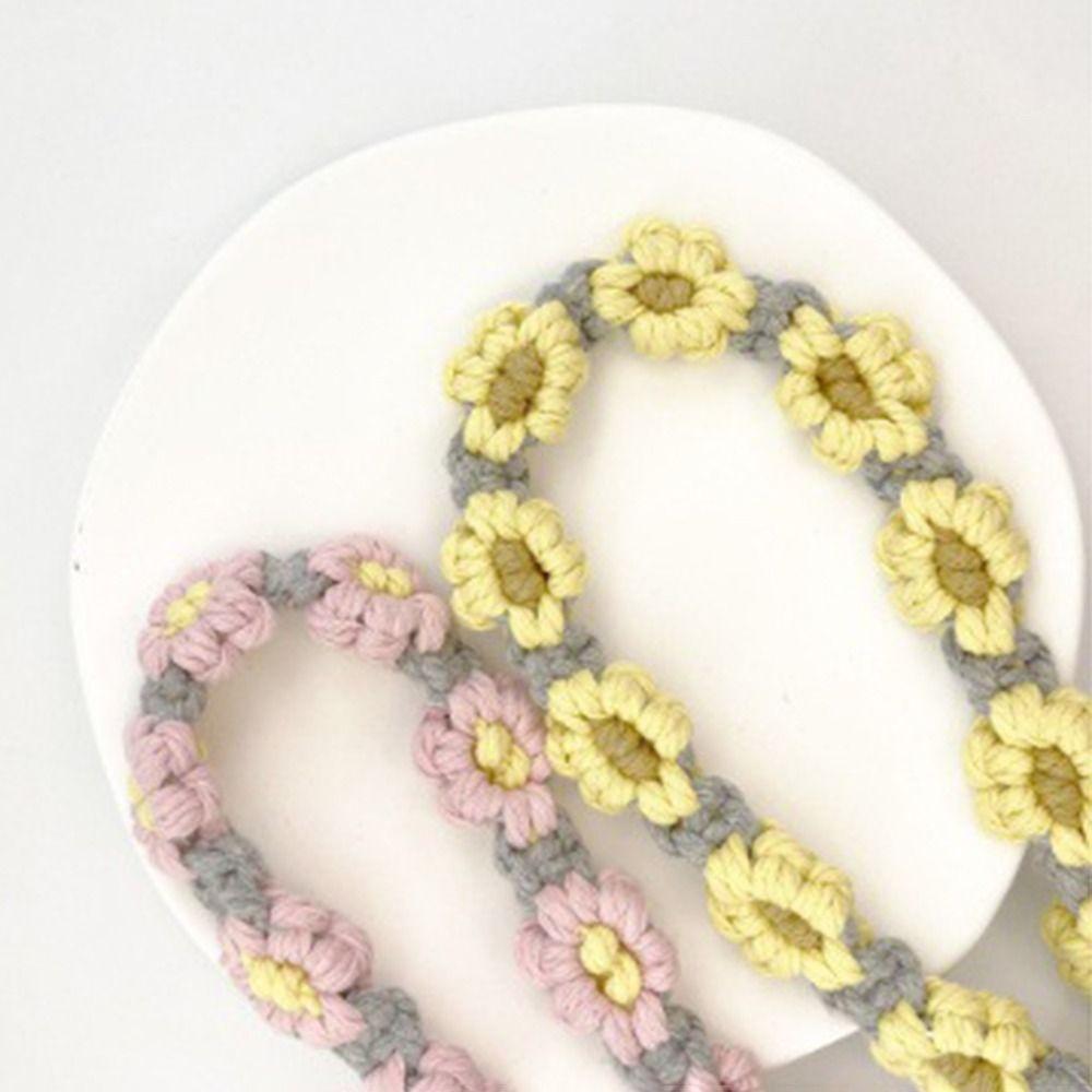 Boho Floral Daisy Flower Macrame Keychain Handmade Bags Handle Chain  Mobile Phone