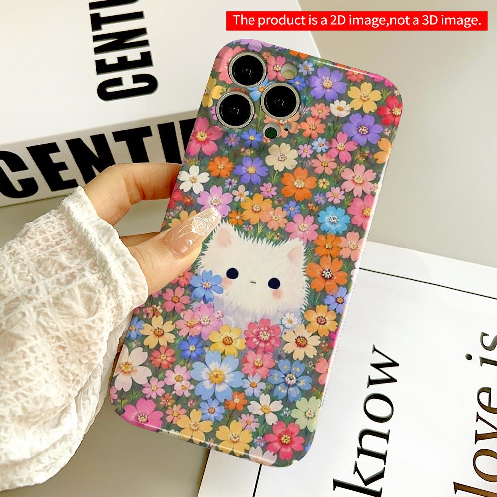 Floral Pet Cat Phone Case All Inclusive Film Hard Phone Case, Compatible with iPhone 18 Pro Max 17 16 15 14 13 12 11
