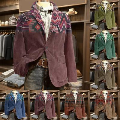 Men's Ugly Christmas Corduroy Warm Pocket Suit Jacket Cardigan Men's Casual Suit