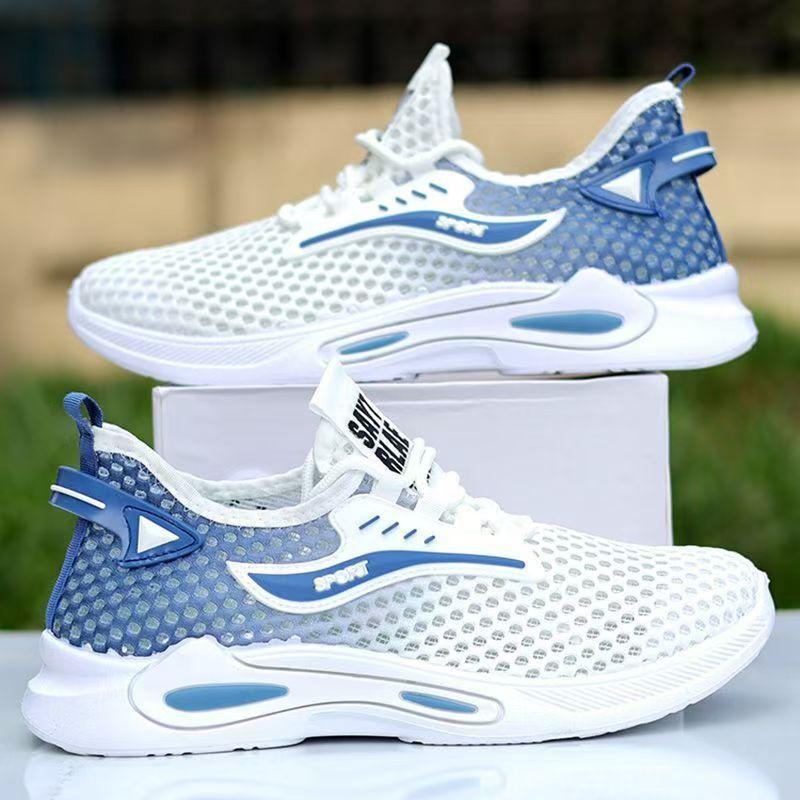 Summer new men's shoes soft sole hollow breathable mesh shoes comfortable mesh sports shoes lightweight men's trendy casual shoes