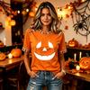 Women's fashion V-neck casual Halloween printed short-sleeved top