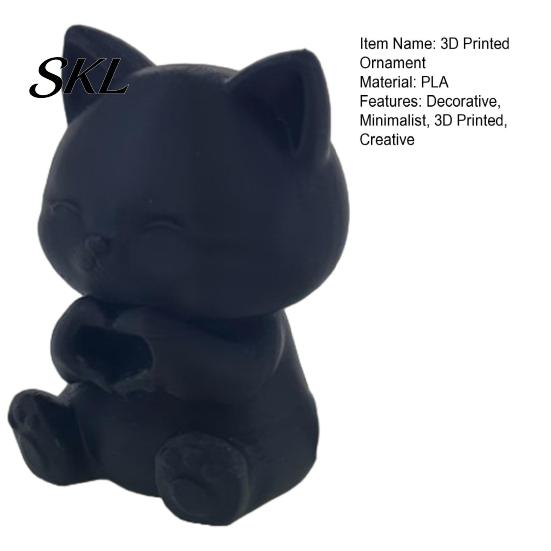 Home Living Room Cat Mini Decor 3D Printed Figurine, Artistic Desktop Decoration, Heart Hand Gesture Ornament Decor, Smiling Tabletop for Office