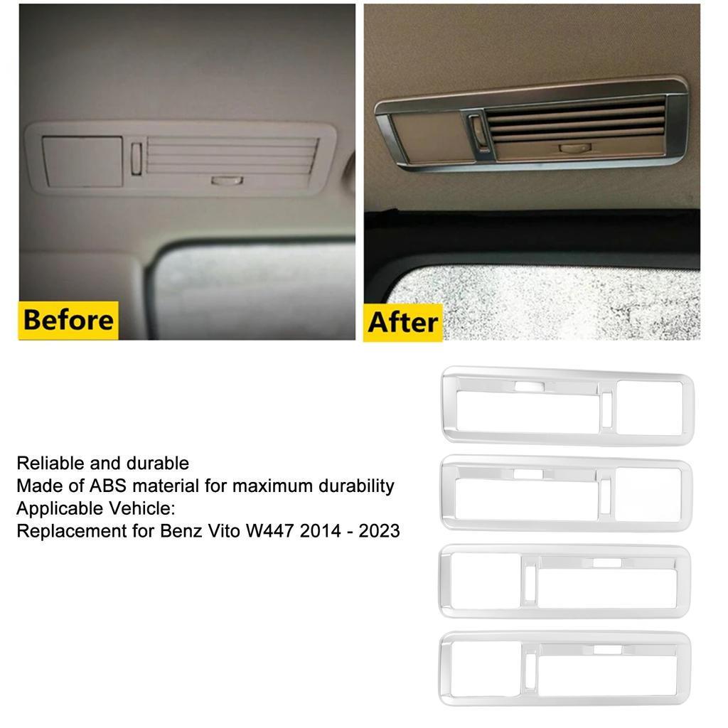 4pcs Air Condition Vent Frame Cover Car Roof AC Outlet Trim Cover Replacement for Mercedes-Benz Vito W447 2014 -