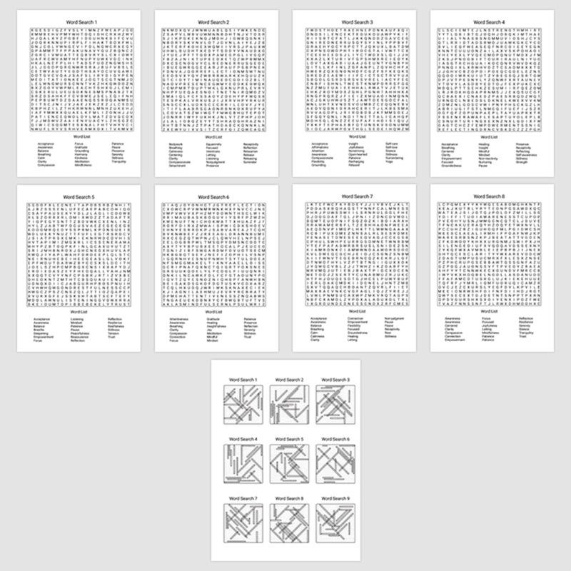 Cuaderno de actividades de búsqueda de palabras, libro de rompecabezas con materiales de papel reciclado que ofrece diversión ecológica lejos de las pantallas digitales.