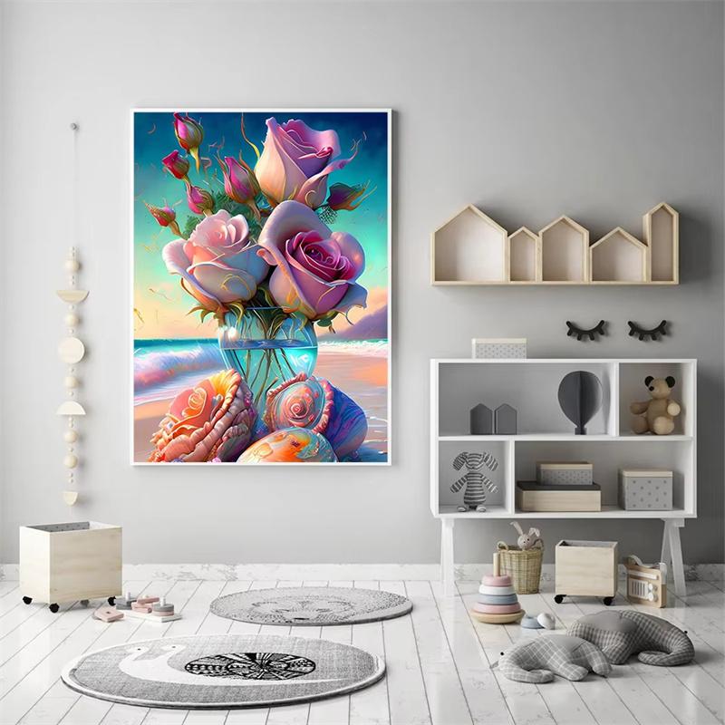 Momoart DIY Diamantbroderi Rosmålning Tusensköna Blomma Bild Strass Mosaik Solros Dekor för Hemmet