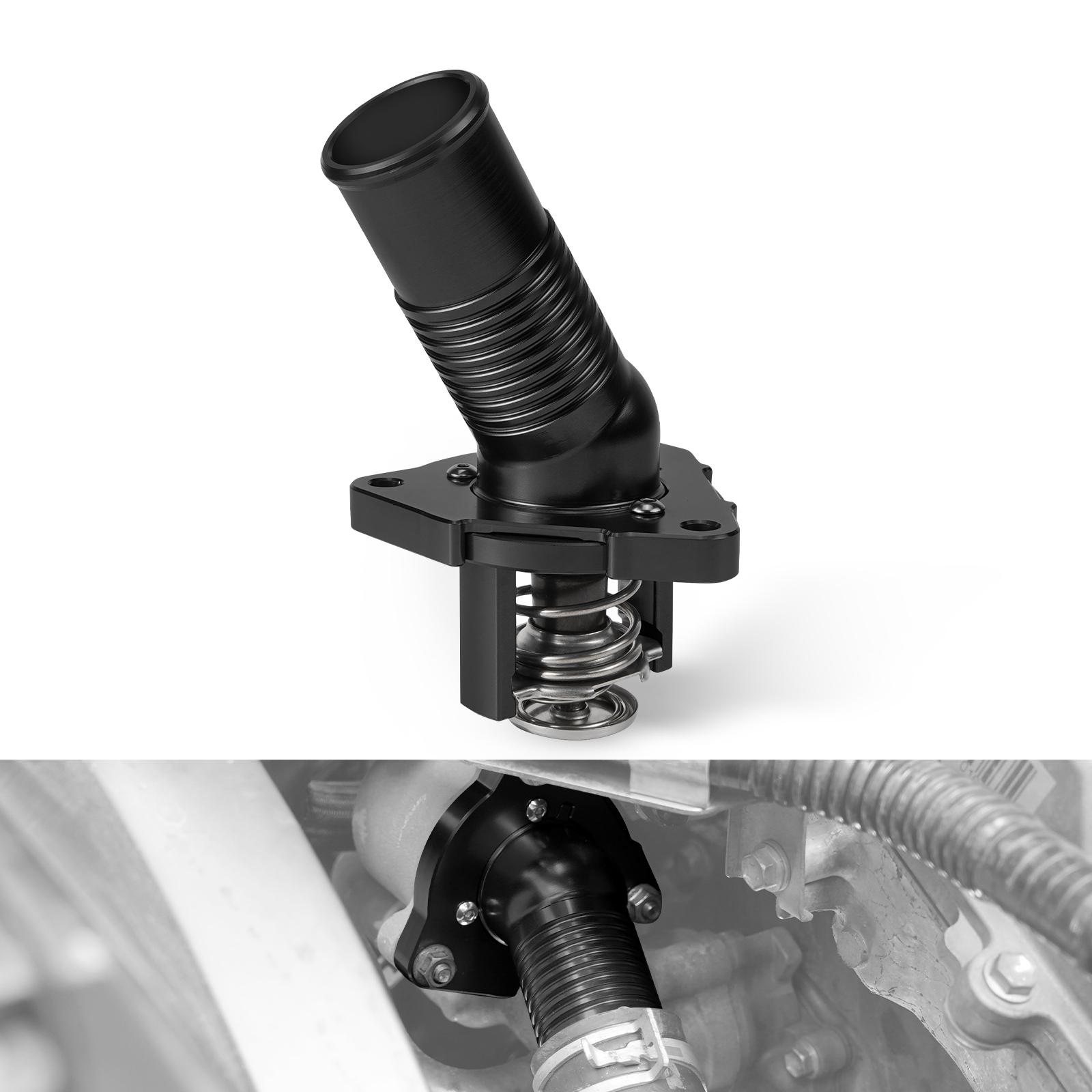 BEVINSEE Aluminium Water Inlet with Thermostat for Toyota 4Runner/Tundra/Tacoma/FJ Cruiser, Replace for 16031-0P010 чёрный