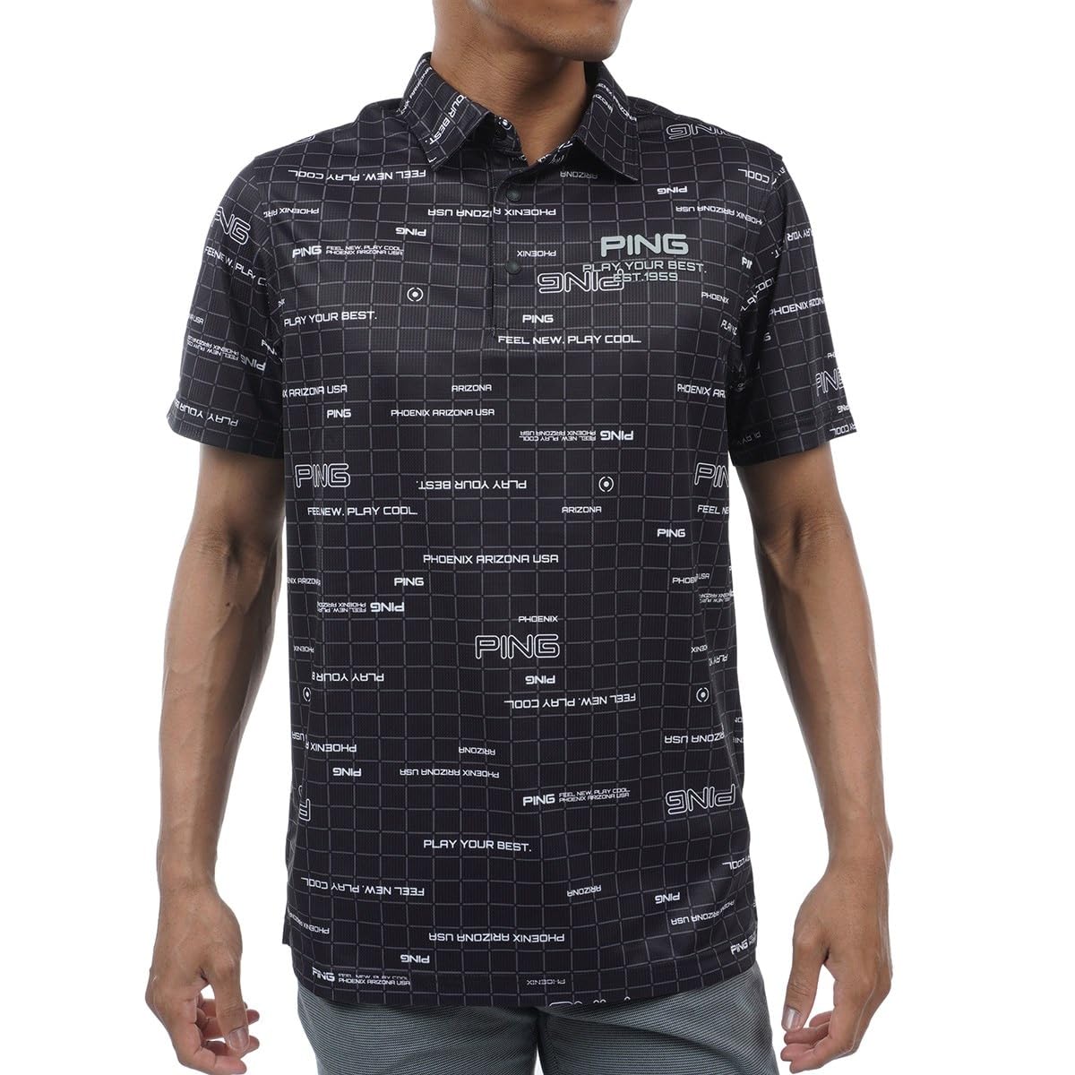 

Short Sleeve Polo Shirt Quick UV Golf S [Pin Apparel] Men s (Sweat Absorbent, Drying, Protection) / / 621-4160305 010_Black