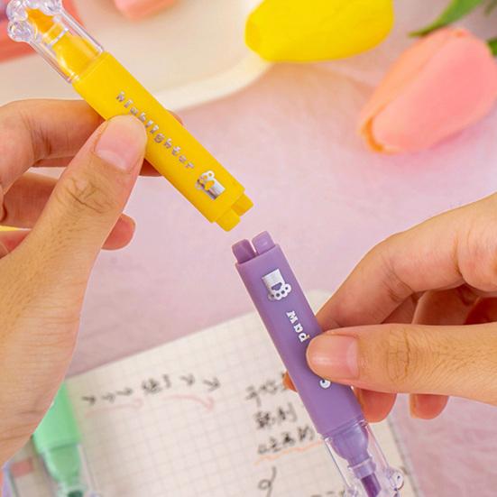 4Pcs Dual-Tip Cat Paw Highlighter with Stamp & Marker Cute Pastel Journaling Pen for Students Smooth Quick-Dry Fun School