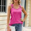 IHUASU Spring and Summer Solid Color Round Neck Sleeveless Vest Metal Ring Loose Top