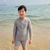 Men's Teen Summer Swimsuit Set: Long Sleeve Beachwear for Students