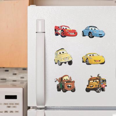 DIY Diamond Painting Refrigerator Magnets, Disney Cars, Cross-stitch Round Diamond Handicraft Home Decoration Gift