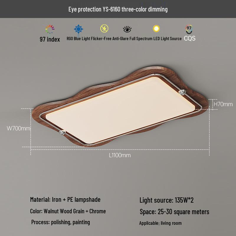 Vintage Solid Wood Eye Protection Ceiling Light for Living and Dining Rooms