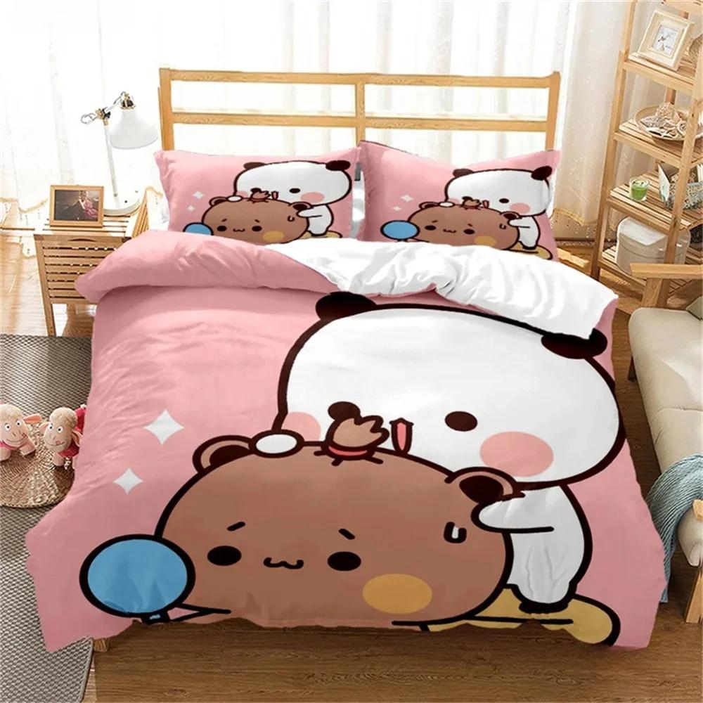 Cartoon Cute Bear Bubu Dudu Children Duvet Cover Set 2 Pieces,Bedding Set for Kids Teens, Microfiber Children’s Quilt Cover Set