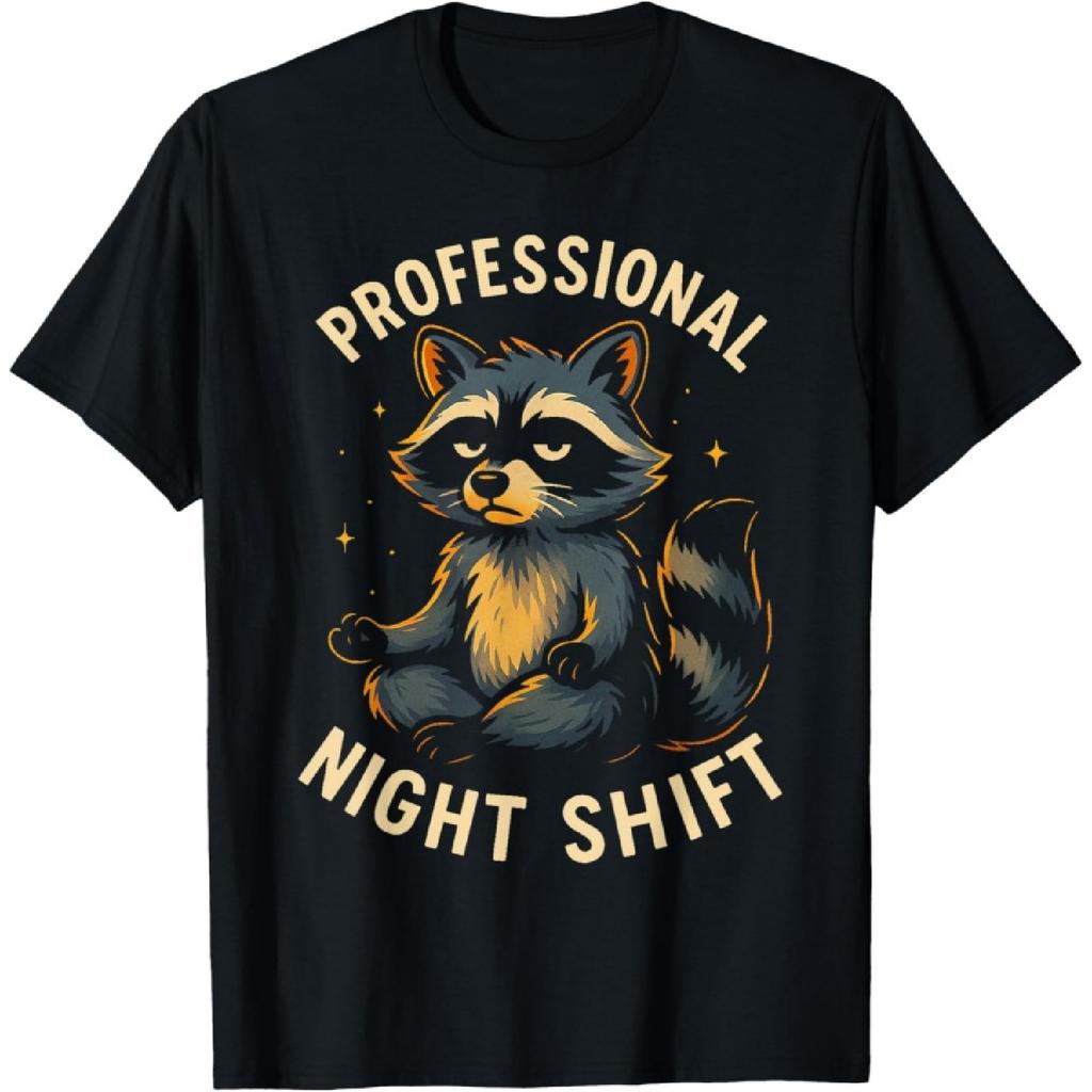 Funny Raccoon Zen Humor Professional Night Shift Trash Panda T-Shirt