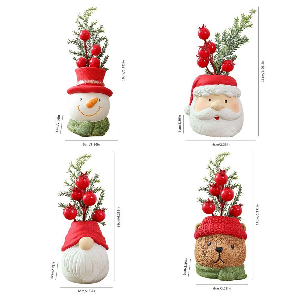 Kunstbeeren-Bonsai aus Harz, Bär, Weihnachtsmann-Ornamente, Tischdekoration