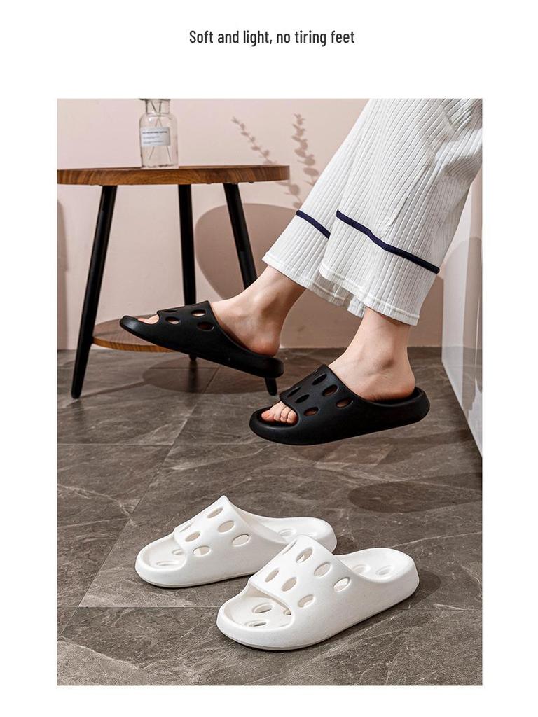 Women's Summer Indoor Non-Slip Cool Slippers - Comfortable, Breathable Hole Design for Men and Women