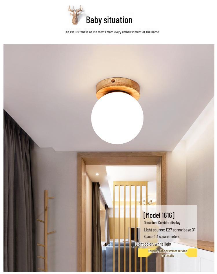 Modern LED Ceiling Lamp with Solid Wood Design for Bedrooms and Living Rooms