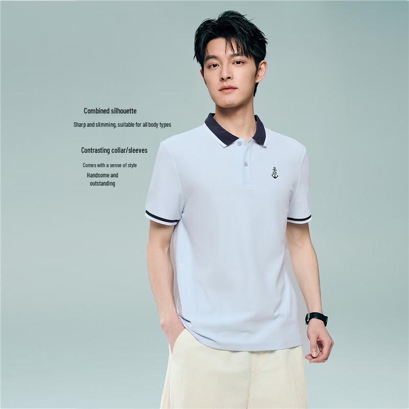 Giordano Men's Anchor Print Cooling Sun Protection Polo Shirt