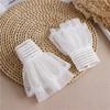 1 Pair Versatile Elegant Fake Cuffs Detachable Embroidery Pattern Lace Sleeves Thin Solid Color False Cuffs For Women