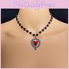 Modern Heartshaped Pendant Necklace For Women With Alloy Material And Gothic Style