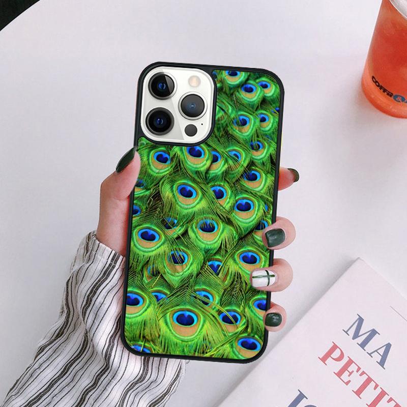 Bird Peacock Feather Phone Case For iPhone 17 Air 14 13 12 16Pro Max 15 Plus Max Cover Shell coque