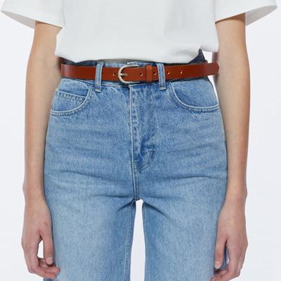 LESEIZIEME Ceinture Classique en Cuir Véritable - Marron