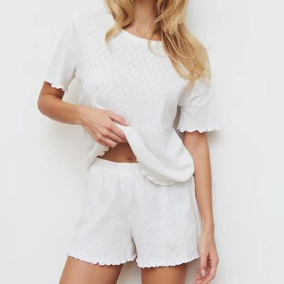Bomull andningsbara pyjamasar dam sommar nya kortärmade shorts tvådelade loungekläder