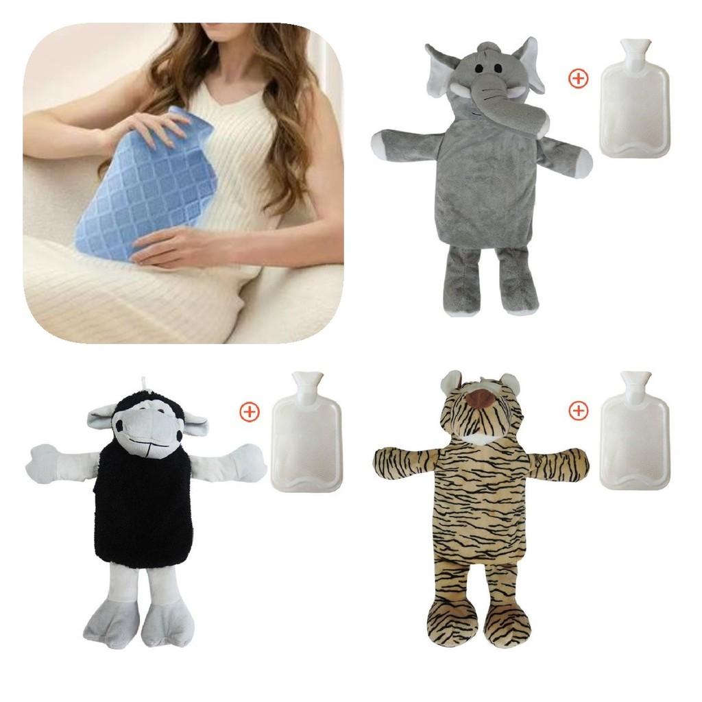 Water Hot Bottle With Plush Cover Soft Fluffy Monkey Unicorn Rubber Hand Warmer