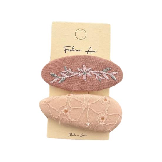 

1 Pair Hairpins Rounded Edges Metal Stable Grip Hand-Embroidered Flower Pattern Wide BB Clip Side Bang Hair Accessories G