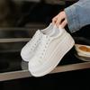Genuine Leather European White Shoes Women'S Soft Leather Summer New Thin And Light Casual Lace-Up Muffin Casual Board Shoes