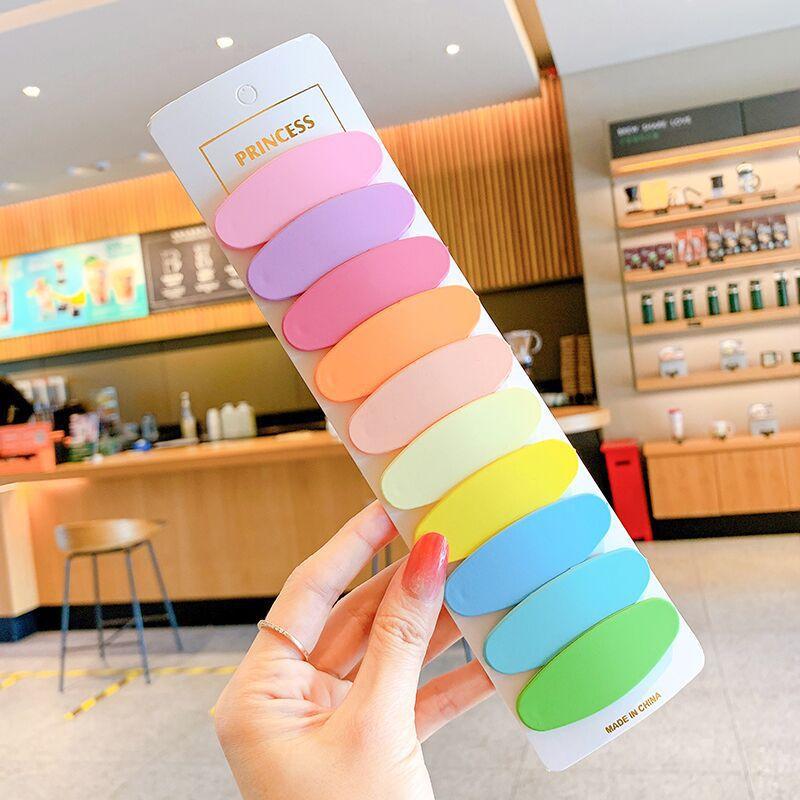 10pcs 5-6cm Candy Color Geometric Waterdrop Square Ornament Hair Clips Women Girls Sweet Hairpins Kids Korean Hair Accessories