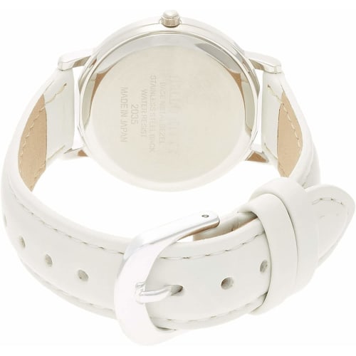 Ceas de damă analogic Citizen Q&Q Hello Kitty cu curea de piele impermeabilă, fabricat în Japonia, 0017N004, Alb